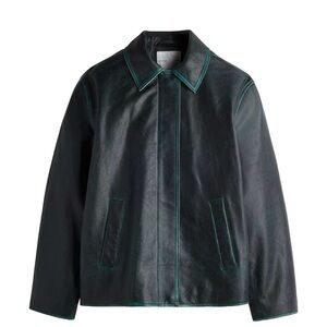 H&M Studio Collection Leather Jacket with Hand-Painted Look